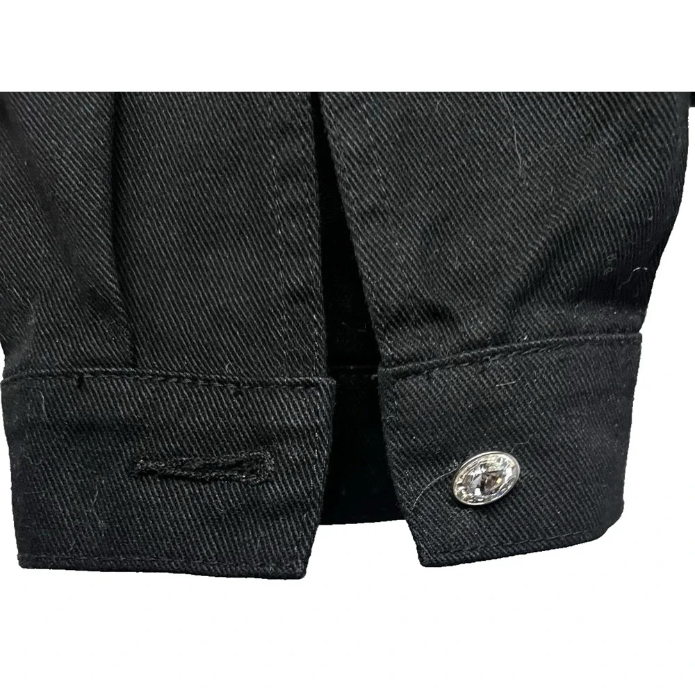 Christine Alexander Embellished Black Denim Bling Button Up Jacket XL Cocktails - Picture 6 of 9